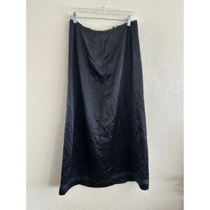 DKNY Classic Black 100%‎ Silk Satin MIDI Skirt NWT Size 10 Vintage fairy Grudge